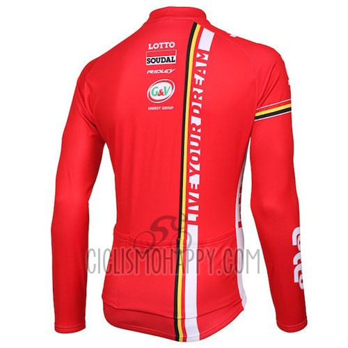 Lotto Soudal Cycling Jersey Bib Tight 2016 Long Sleeve White and Red